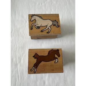 Lot Of 2 Horses Equestrian Wood Mounted Rubber Stamp Crafting #4063